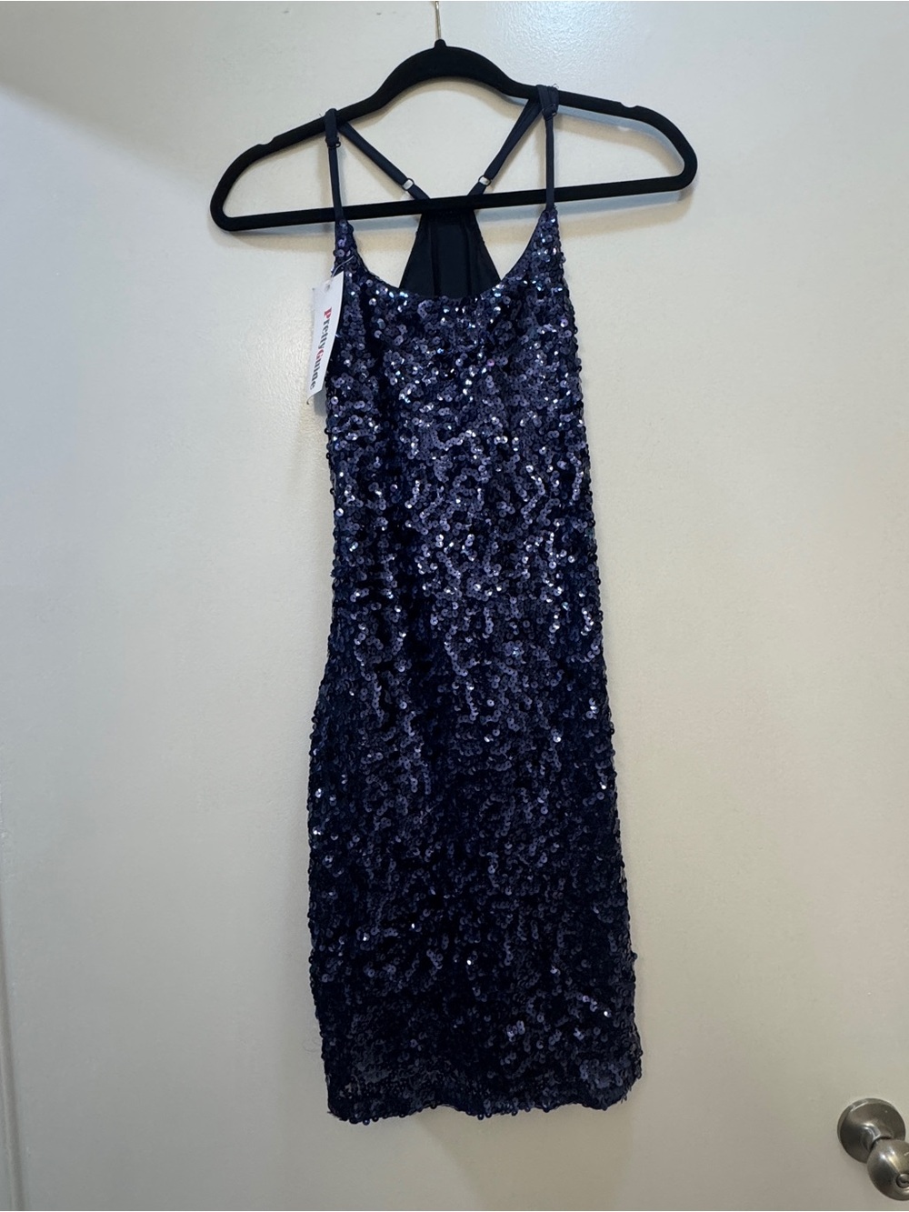 Navy Sequin Strappy Cocktail Dress